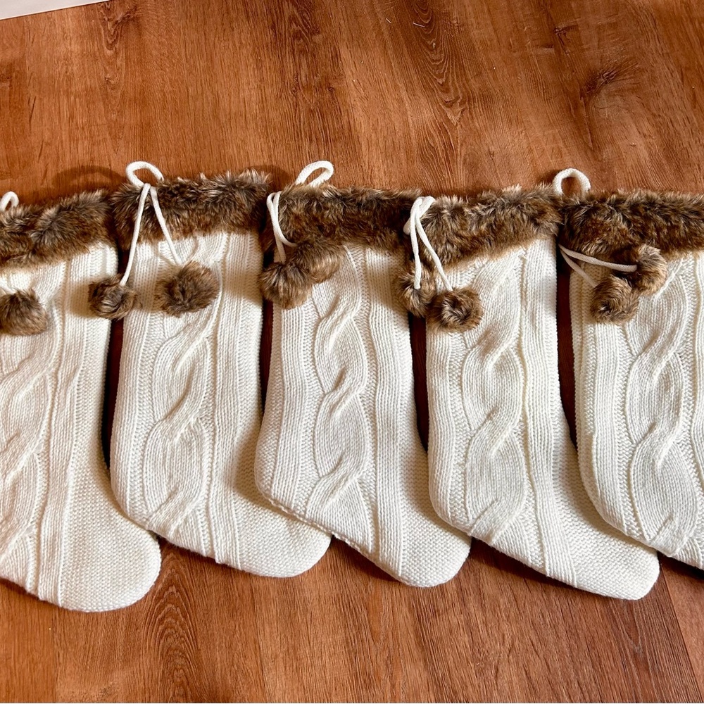 Cozy Knit Christmas Stockings with Faux Fur Trim
